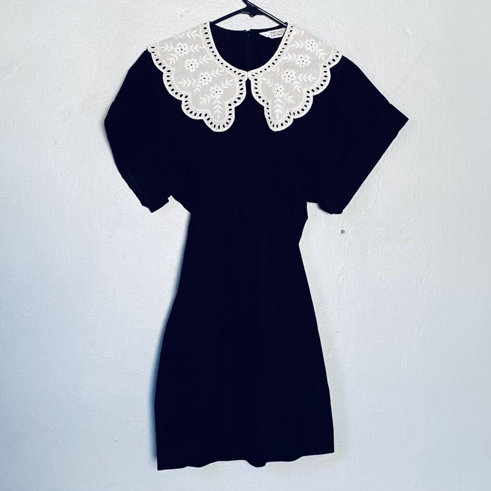 & Other Stories Dress US Size 2 Black Mini Cotton White Collar Twee Holiday